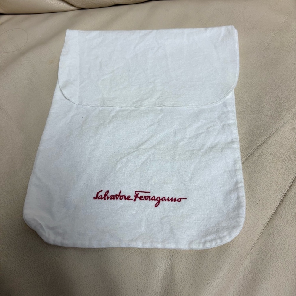 SALVATORE FERRAGAMO White Small Fold Over Dust Bag